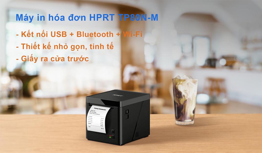 Máy in hóa đơn HPRT TP80N-M cửa giấy ra phía trước chống nước