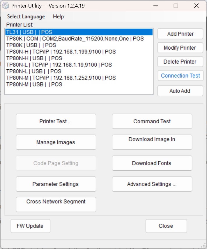 Công cụ thiết lập Máy in hóa đơn HPRT