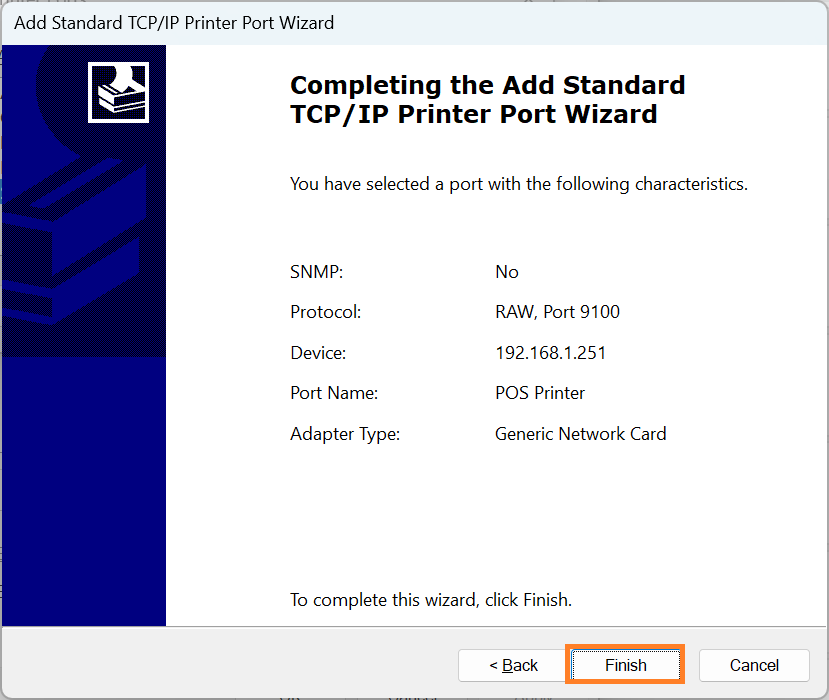 Kiểm tra và hoàn tất thêm cổng mạng.