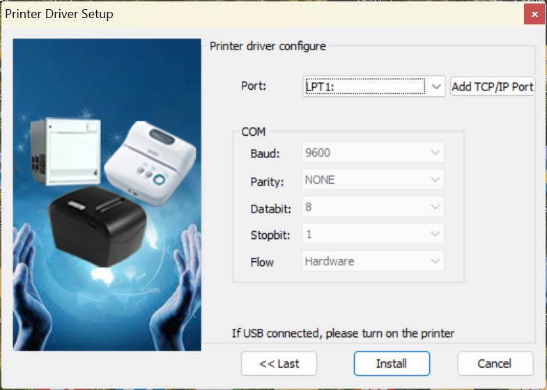 Chọn cổng kết nối với máy in hóa đơn SPRT