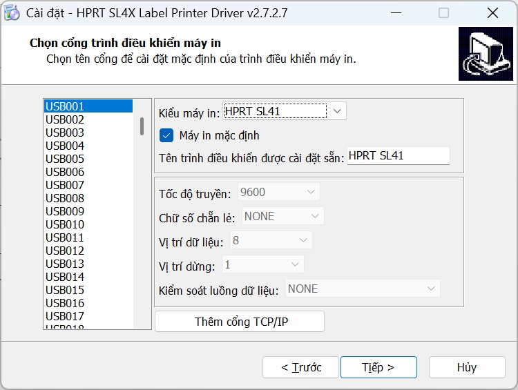 Cài đặt driver cho máy in mã vạch HPRT SL
