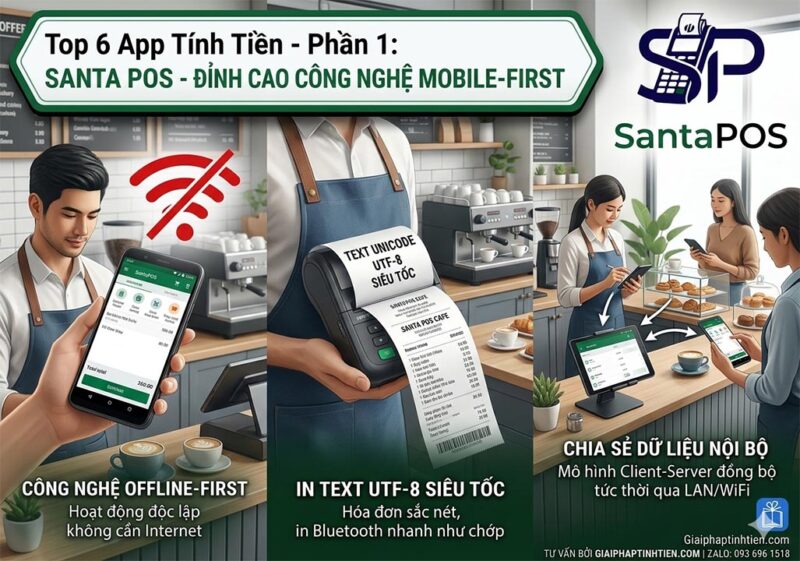 SantaPOS - Đỉnh cao công nghệ Offline-first & In Text UTF-8
